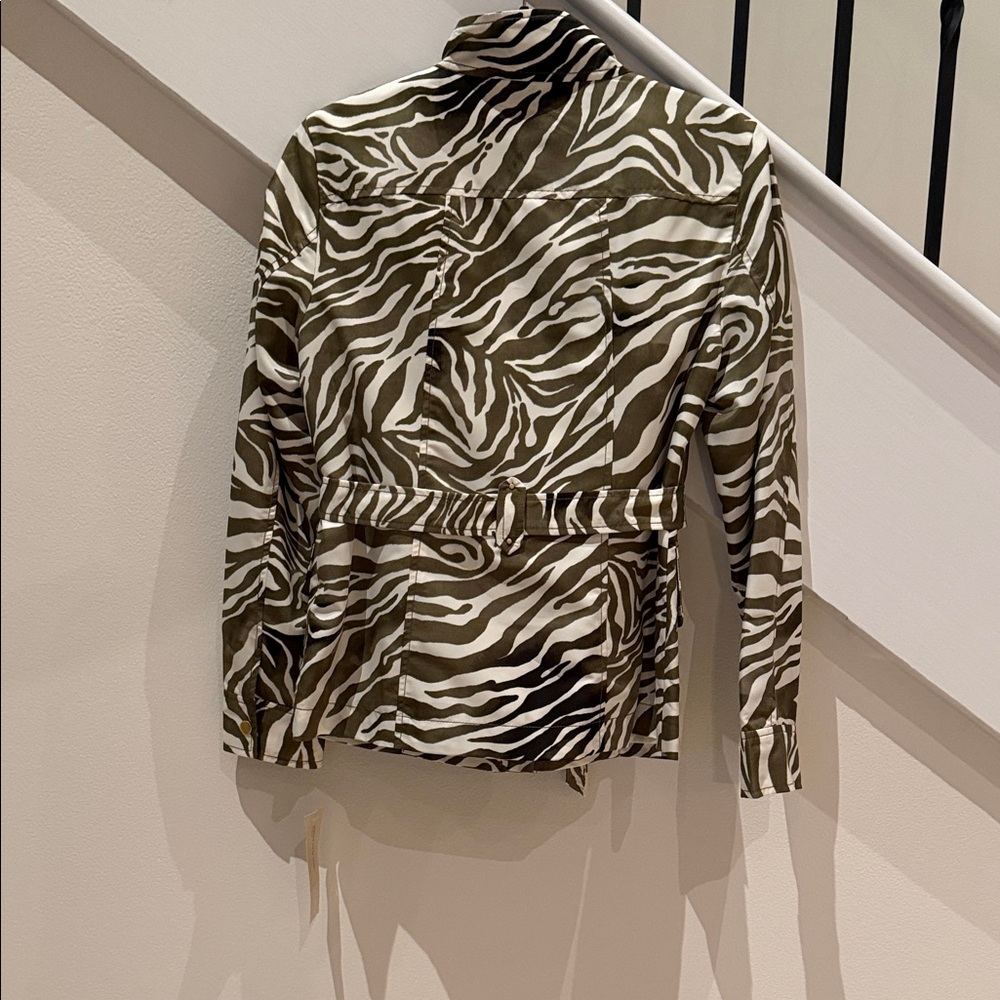 Jones New York Zebra Print Utility Jacket - Green and White - Picture 5 of 8